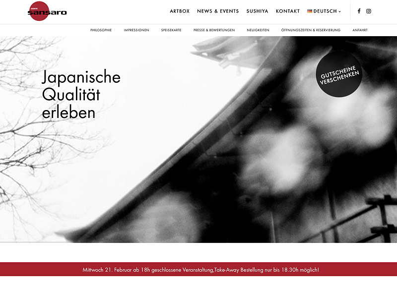 Website Sushi Restaurant Sushiya Munich